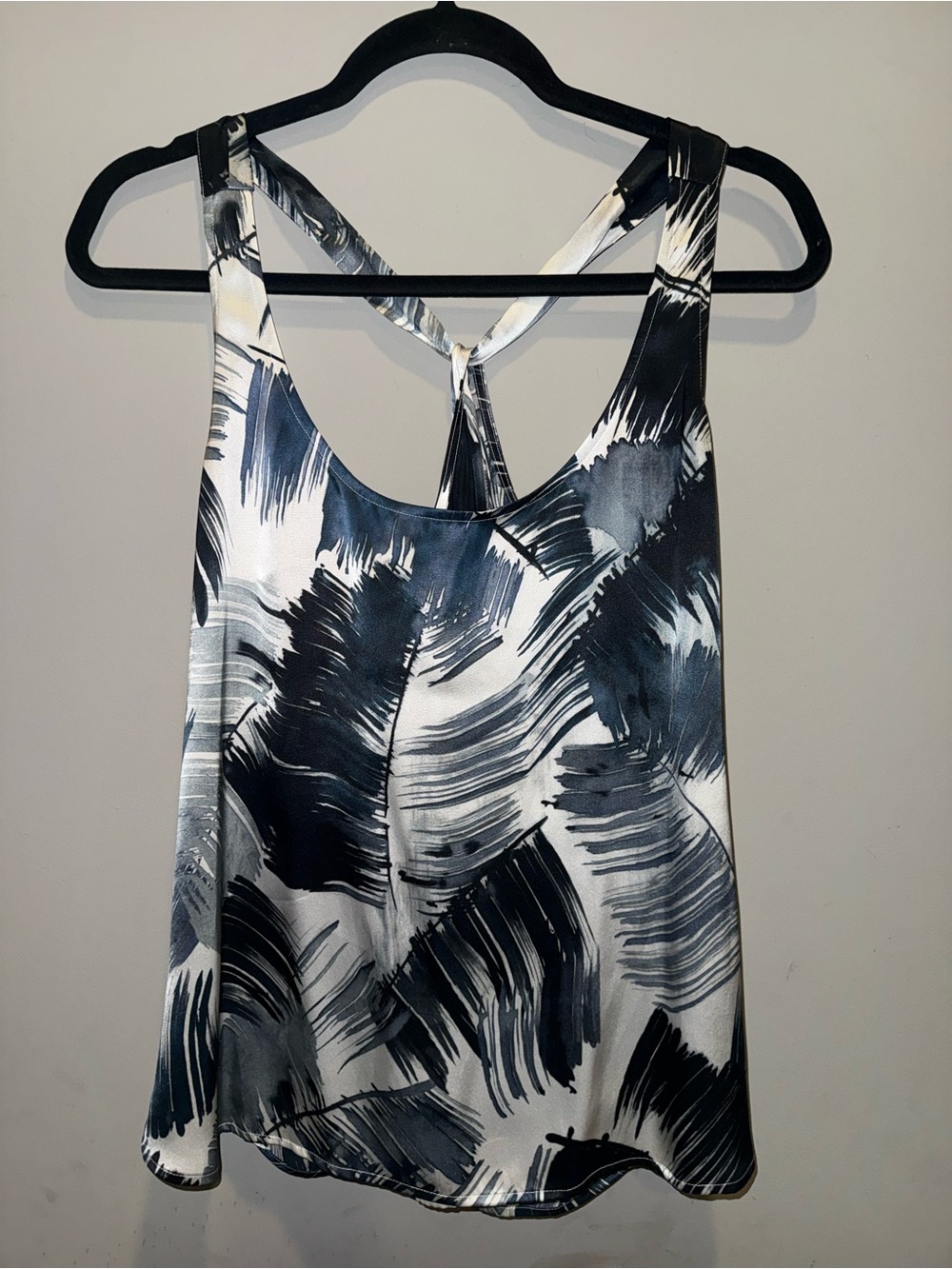 Go by GoSilk Washable Silk Abstract Brushstroke Twist Back Tank Top Size L